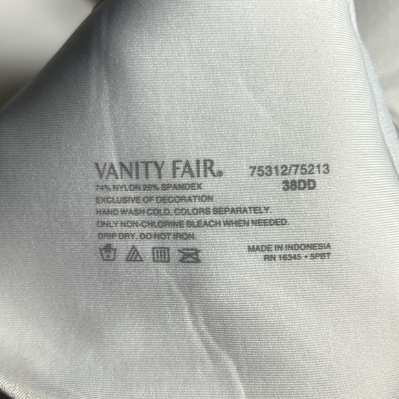 Vanity Fair Underwire White Bra 38DD - Picture 3 of 6